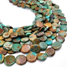 Natural Turquoise Irregular Disc Beads for Jewelry Making 16" Strand