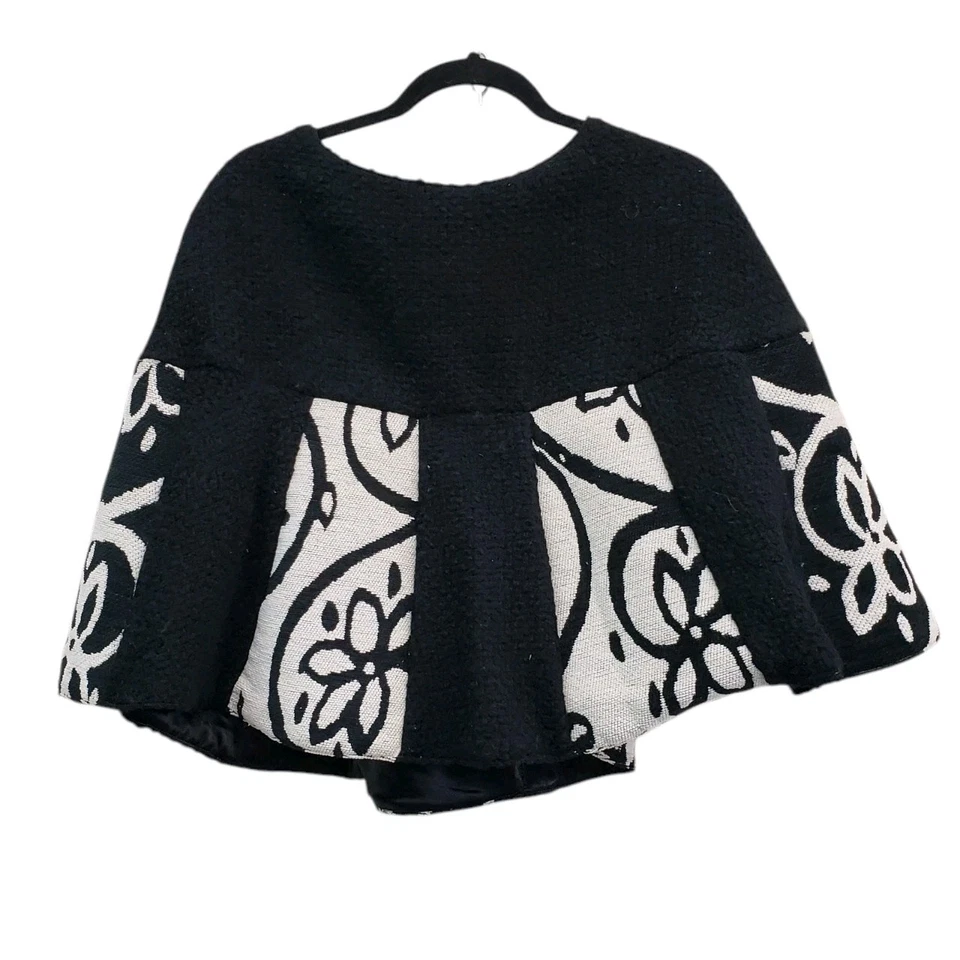 Abrigo de mujer vintage negro mezcla de capa floral mediano  Foto 3 de 4