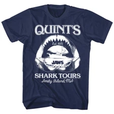 Jaws Quints Shark Tours Men's T Shirt Amity Island Ocean Boat Danger Teeth Movie
