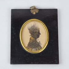 Antique 19thC Silhouette Portrait Miniature Of A Lady Gilt Highlights Frith?