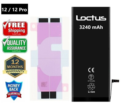 iPhone 12 & 12 Pro 3240mAh High Capacity Replacement Battery A2172 New LOCTUS