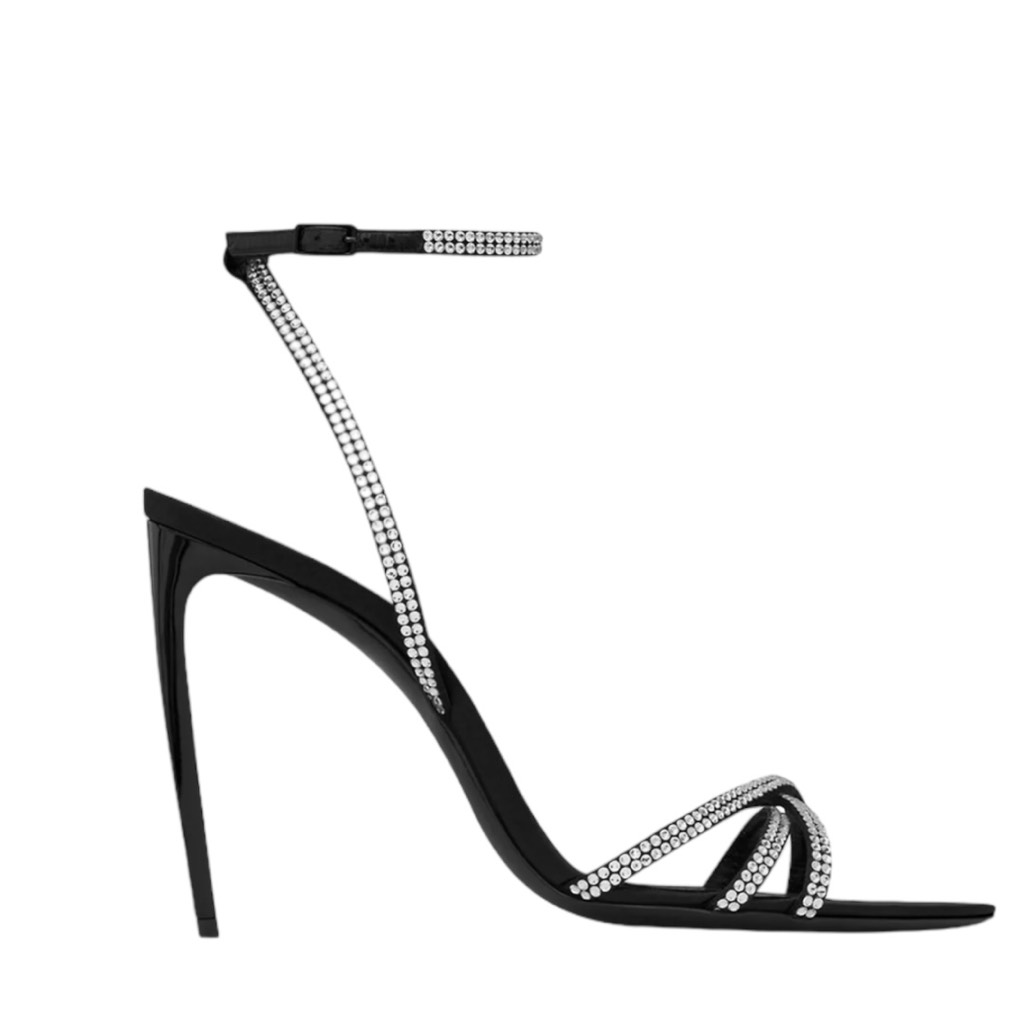 Sandali Saint Laurent Ava in raso crepe con strass taglia 9 (39)