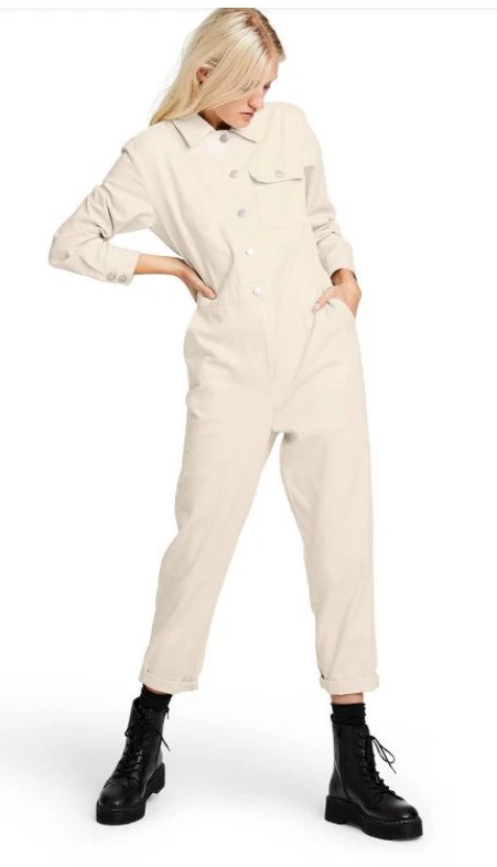 Women s Long Sleeve Jumpsuit Sandy Liang Cream Size 4 NWT eBay