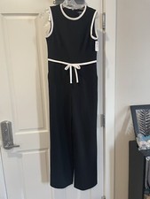 Women's Chaps Black Sleeveless Top Wide Leg Dressy Jumpsuit sz 4