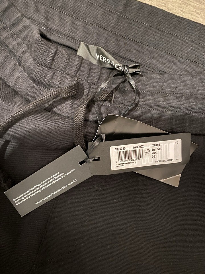 Versace Gold Versace Embroidered Black Activewear Sweat Pants Size