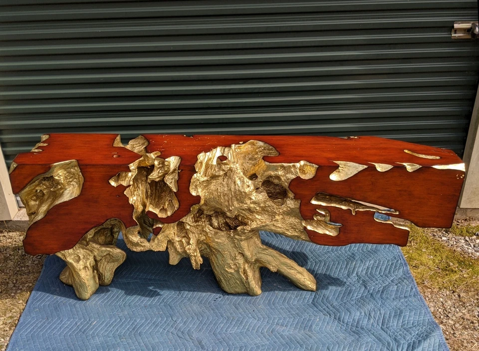 Стол консольный Phillips Cast Naturals Root Burl из коряги с золотыми листьями и искусственным буа - Изображение 3 из 4