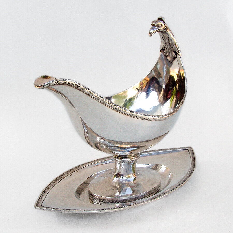 Antique Gravy Boat and Underplate Directoire Style Sterling Silver 1794