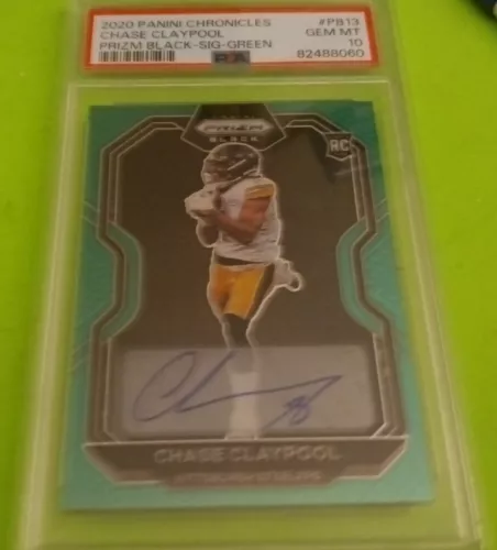 2020 CHASE CLAYPOOL Panini Chronicles Green Prizm Black AUTO #PB13 PSA 10 22/49