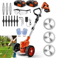 Cordless Weed Eater Electric Brush Cutter Lawn Edger Grass String Trimmer 2500W