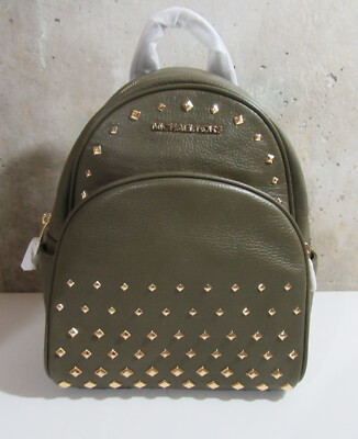 Michael Kors Abbey Medium Studded Leather Backpack - Army Green Michael Kors Adina Medium Backpack Light Sage Green Pebbled  main image 4