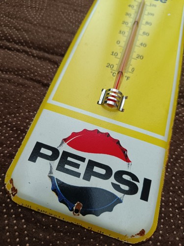 Vintage PEPSI Thermometer Tin merchandise 1950's era advertising - Picture 4 of 9