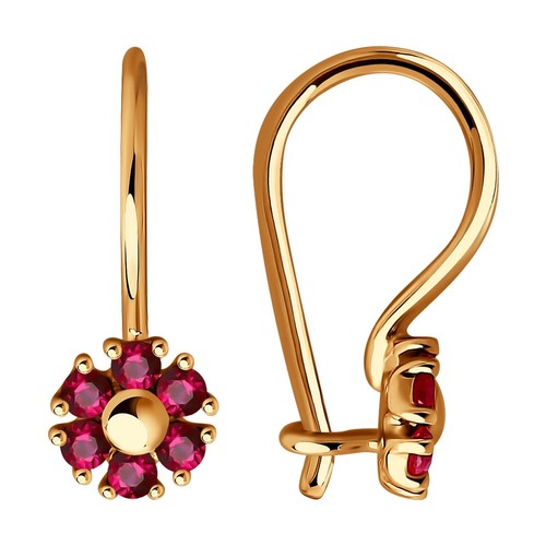Earrings Sokolov made of 585 gold with cubic zirconias