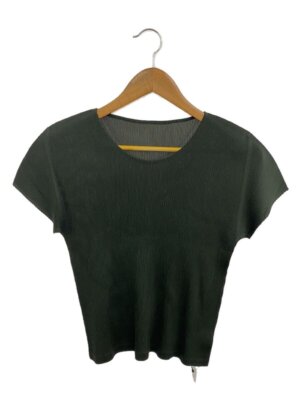 PLEATS PLEASE ISSEY MIYAKE◆半袖カットソー/3/ポリエステル/GRN/無地/PP23-FK422// PLEATS PLEASE ISSEY MIYAKE ◇ T-shirt / 3 / Polyester / KHK