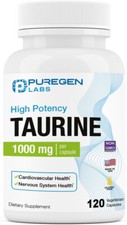 Puregen Labs Taurine 1000mg 120 Vegetarian Capsules