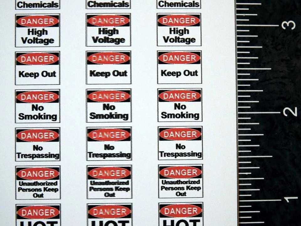 O Scale OSHA Danger Industrial Red Signs 2mil Vinyl Decals Cut Peel Stickers - Image 3 of 4