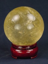 MAIS Sphère de vision de guérison calcite dorée 2,3" avec support orbe lapidaire 4960K