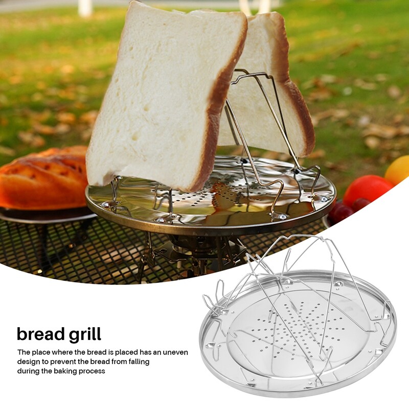 2X(4 Slice Camping Bread Toast Tray Gas Stoves Cooker BBQ Camping