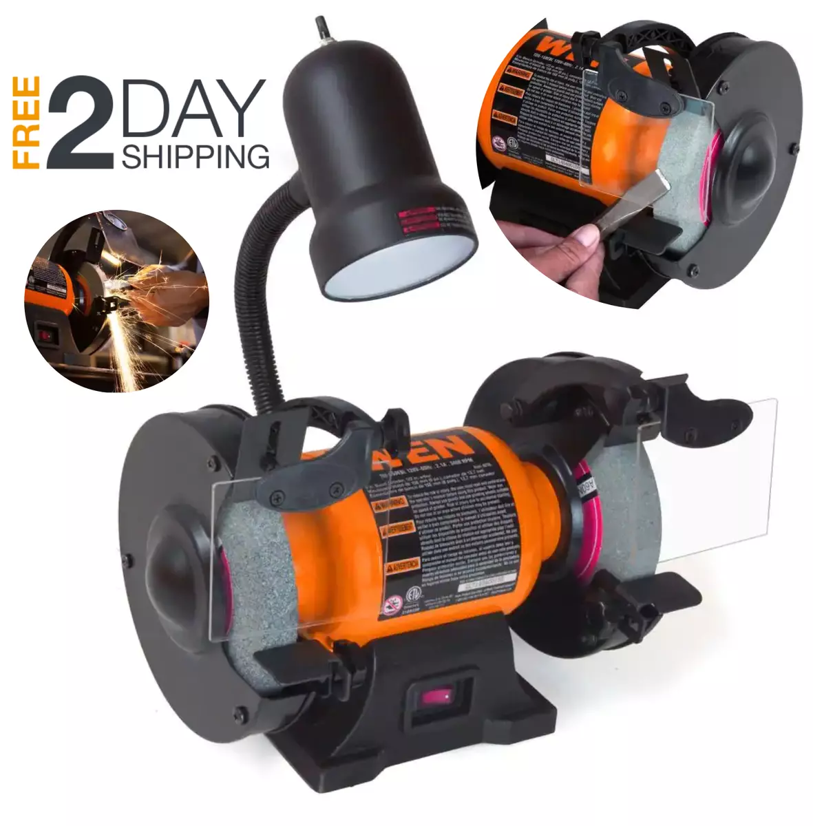 Amoladora De Banco 6 Pulgadas Con Luz Para Trabajo Flexible