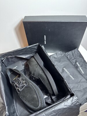 Authentic Saint Laurent Teddy Derby Lace-Up Shoes – Black Suede