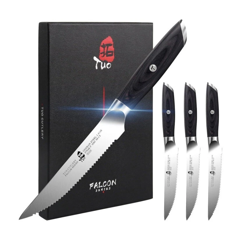 TUO TC1316 Falcon Series 5 inch Professional High End Steak Knife Set of 4