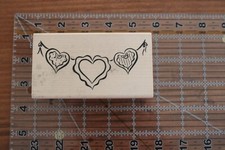 New DENAMI DESIGN Trim Border Hearts String Wood Rubber Stamp T