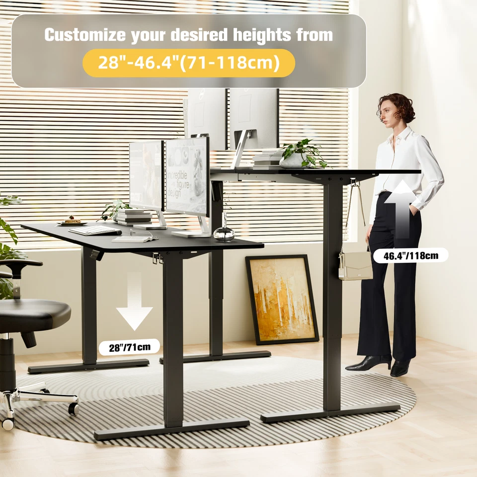 Ergomaker Electric Standing Desk Adjustable Sit Stand Computer Table 170cm Black - image 3 of 4