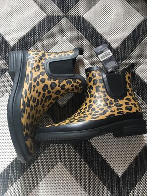 New M&S Brown Mix Leopard Print Wellies Size UK UK