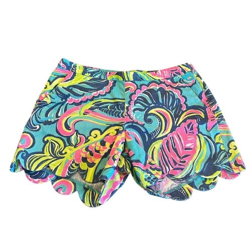 Lilly Pulitzer Private Island Blue Magnolia Scalloped Hem Buttercup Shorts 4