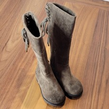 Joyfolie Chantal Boots In Charcoal Gray Suede Leather Tassels Baby Girls Size 5