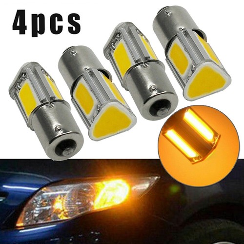 Lot De 2 Ampoules LED Clignotantes 1156 BA15S 6V - Jaune Ambré 15 LED - Pour Feux Clignotants Voiture