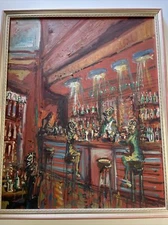 Large Bar Painting Modernist Abstract Expressionism Signed Mystery Masterful Oil