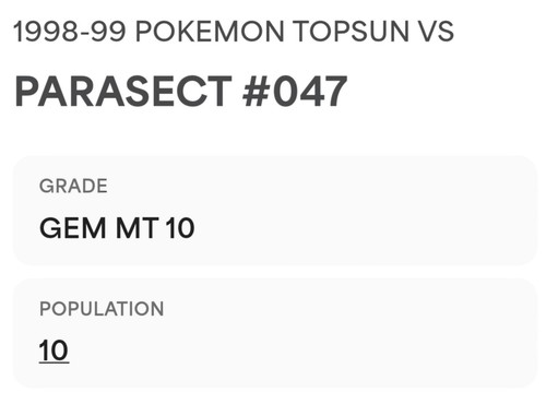 PSA 10 GEM MINT Parasect Vs. Dugtrio Topsun Carddass Vending Pokémon 1998 POP 10 - Picture 2 of 4