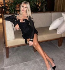 House Of CB London Gianna Black Silk Corset Mini Dress Sz XS 