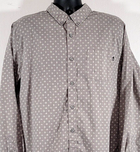 Nike Men XL Long Sleeve Button Cuffs Shirt Gray Print Pocket Logo Skater Casual - Picture 3 of 15