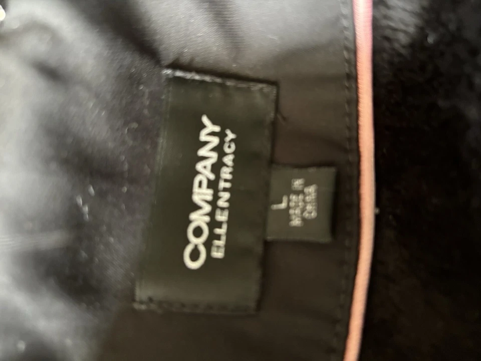 Ellen Tracy компании пальто длинный полный молнии лоскутное одеяло подкладка енота меха черный размер большой - Изображение 2 из 4