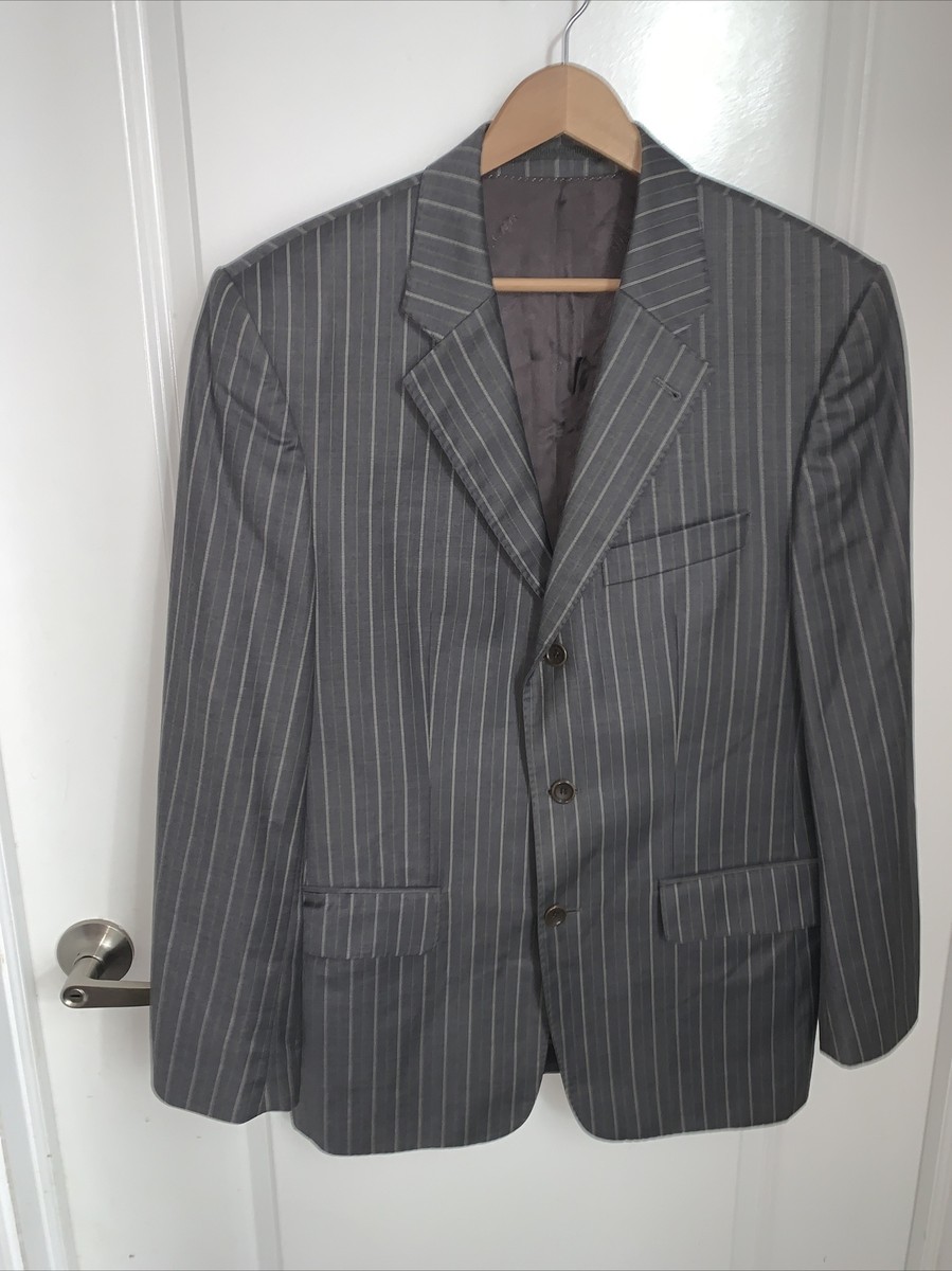 Vintage Vitale Barberis Canonico Super 140 Custom Gray Pink Stripe Vintage Vitale Barberis Canonico Super 140 Custom Gray Pink Stripe