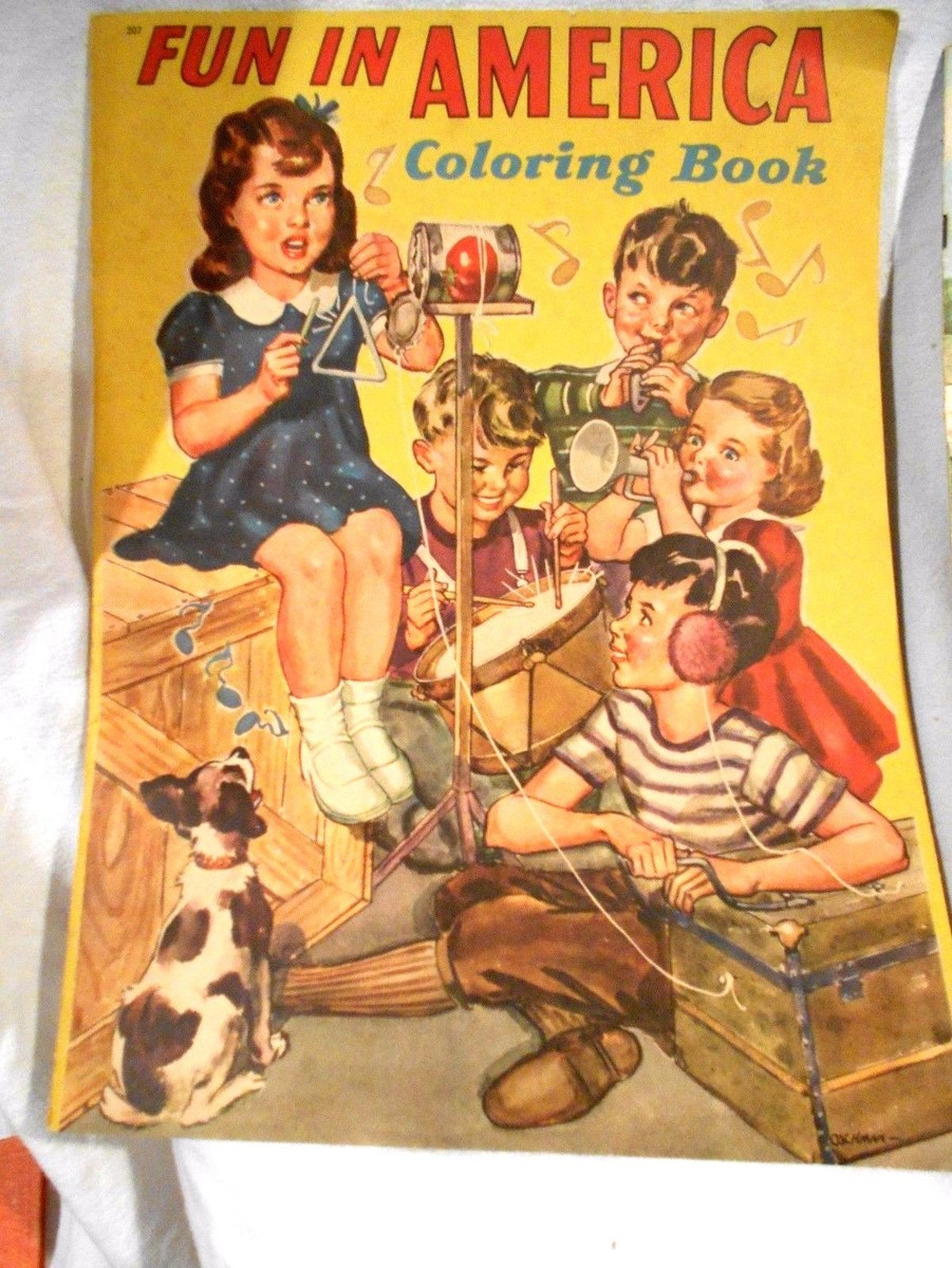 アメリカン雑貨 ビンテージ(訳あり) 1940年代 USA 塗り絵 2冊 2-1941 Coloring Books Fun in America & Happy Days | eBay