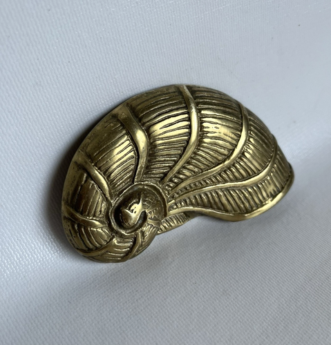 Vintage Brass Nautilus Seashell Home Decor Wall Hanging - Picture 3 of 6