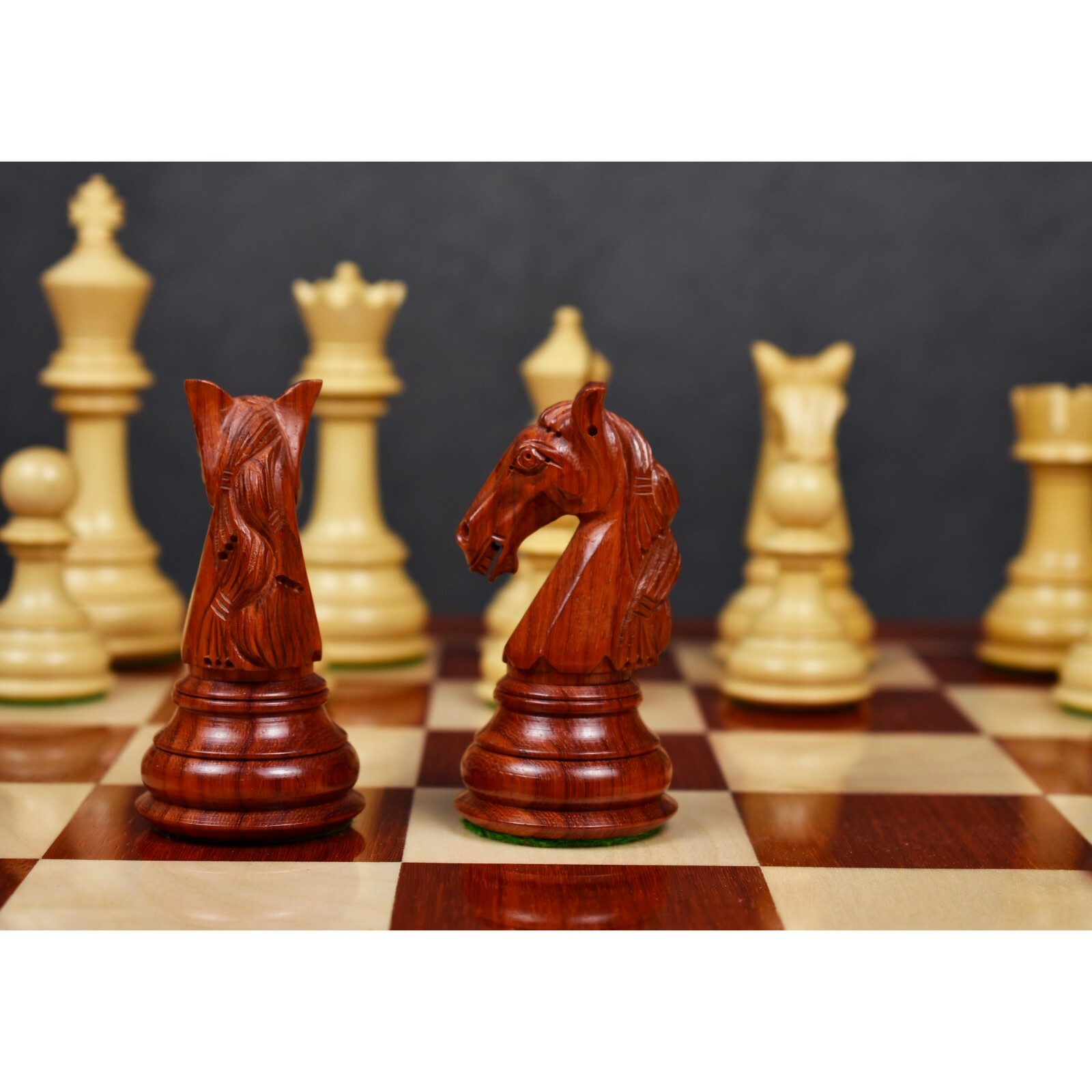 Ebony Wood 4.6/" Rare Columbian Triple Weighted Luxury Chess Pieces Only Set