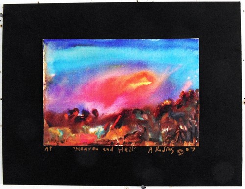 LISTED ARTIST Arthur Robins 1 ORIGINAL PRINT NYC Art HEAVEN AND EARTH landscape - 第 2/4 張圖片