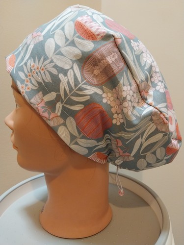 Nurses Banksia cotton long hair scrub cap, doctor, scrub hat. Handmade Australia - Picture 9 of 15