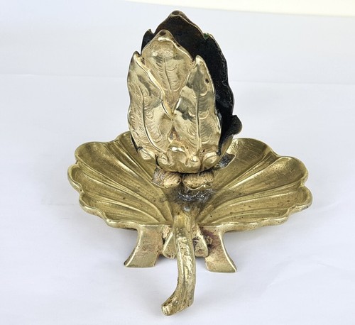 Jugendstil StreichholzSchachtelHalter Aschenbecher Bronze gestempelt um 1910 P3 - Picture 6 of 14