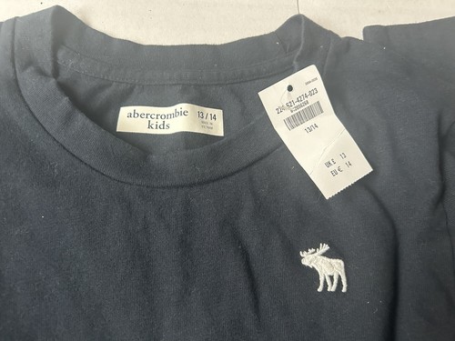 Abercrombie Kids Long Sleeve T-Shirt Big Size 13/14 Black Top Cotton Blend - Picture 3 of 4