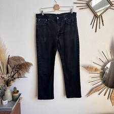 Levis 514 Vintage 90s Black Denim Slim Straight Jeans Men's Size 36X34 Stretch