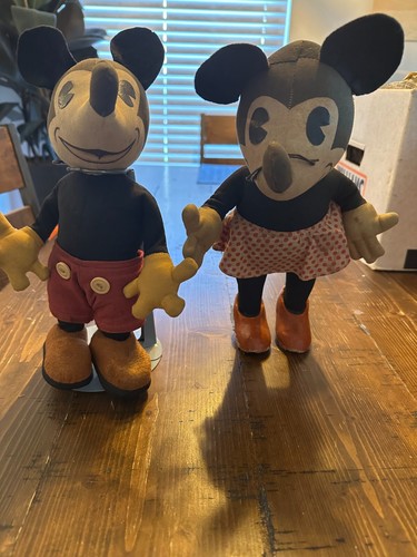 Vintage 1930's Walt Disney's MICKEY MOUSE & MINNIE MOUSE By Knickerbocker!!!!