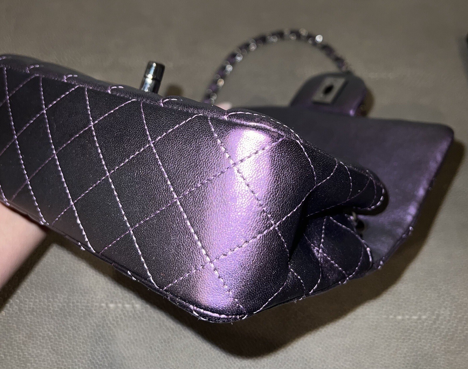 Chanel Mini Rectangular Purple Iridescent Calfski… - image 9