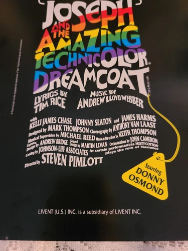 Joseph and the Amazing Technicolor Dreamcoat Flyer Brochure Donny Osmond