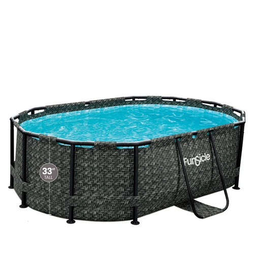Funsicle Oasis 9'10"x6'7" Above Ground Swimming Pool, Dark Herringbone(Open Box)