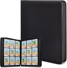 360 Card Pocket Binder with Zipper 9 Pocket Trading Cards Album Folder, Black