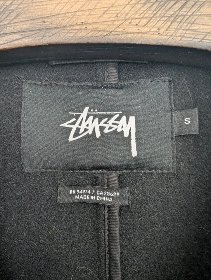 Abrigo de lana negro Stussy talla S Foto 3 de 4
